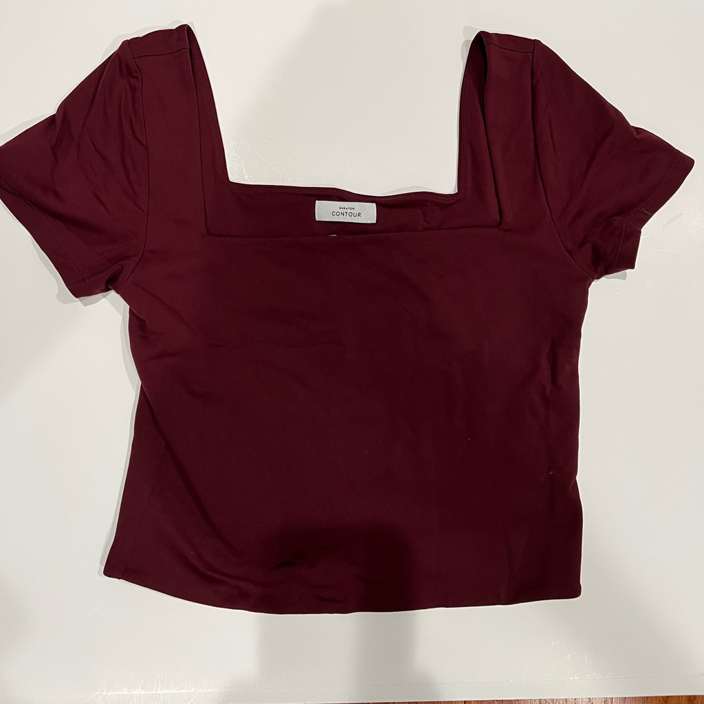 Babaton Deep Red Square Neck Crop Top